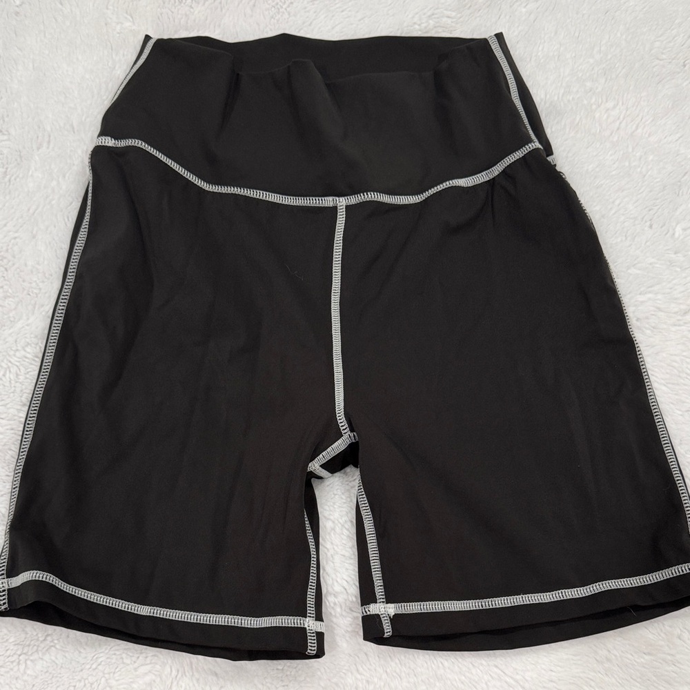 WeWoreWhat Black Bike Shorts with Contrast Stitching